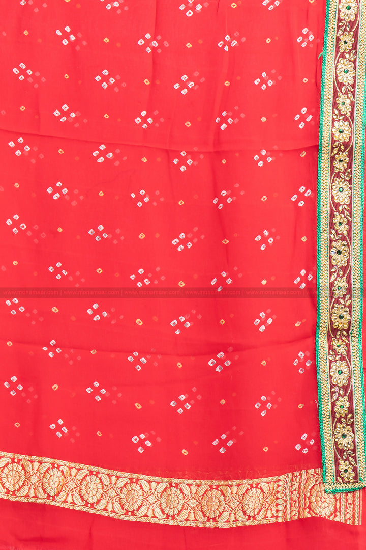 Khaddi Bandhani Georgette Banarasi Saree