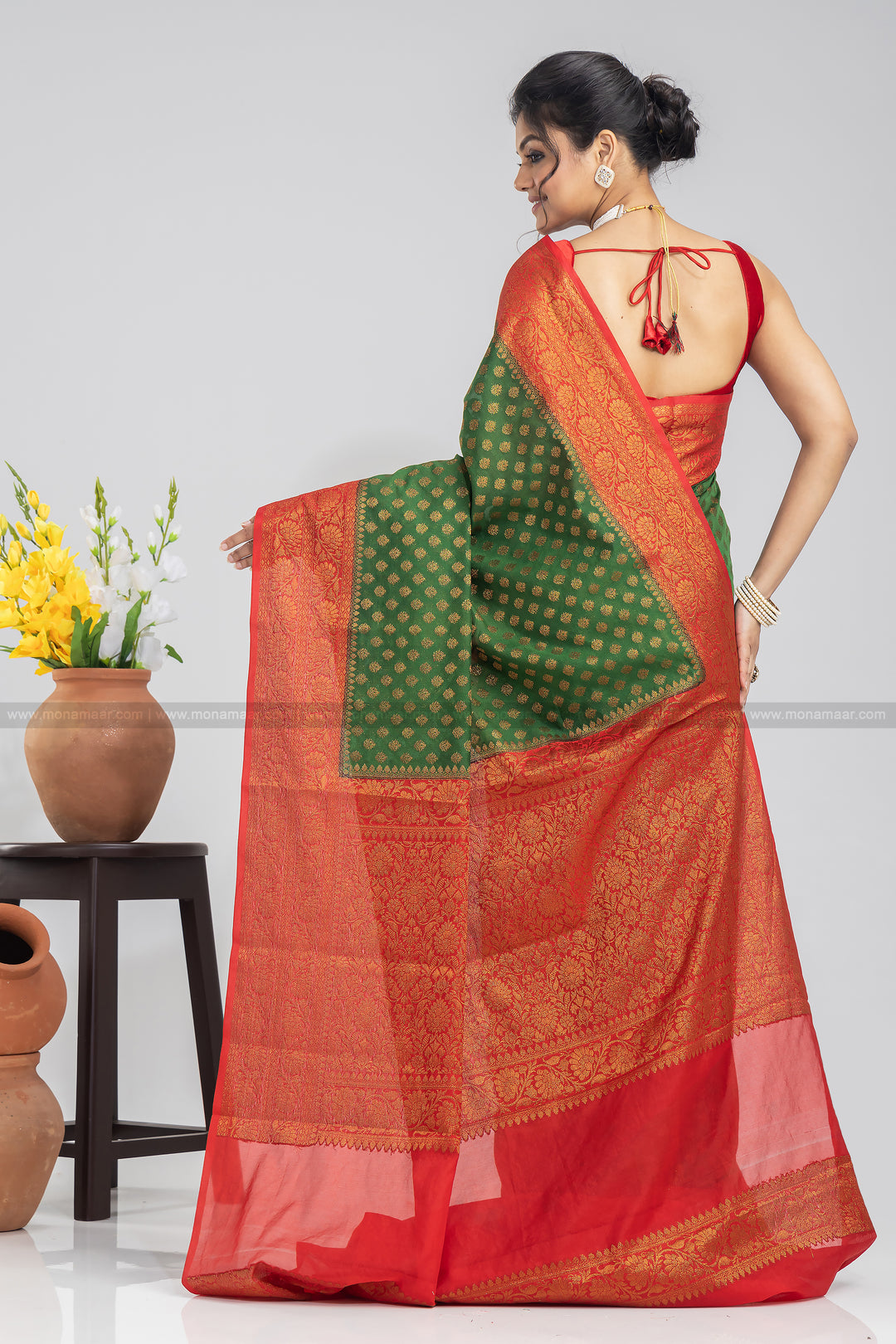 Green Banarasi Semi Georgette Saree