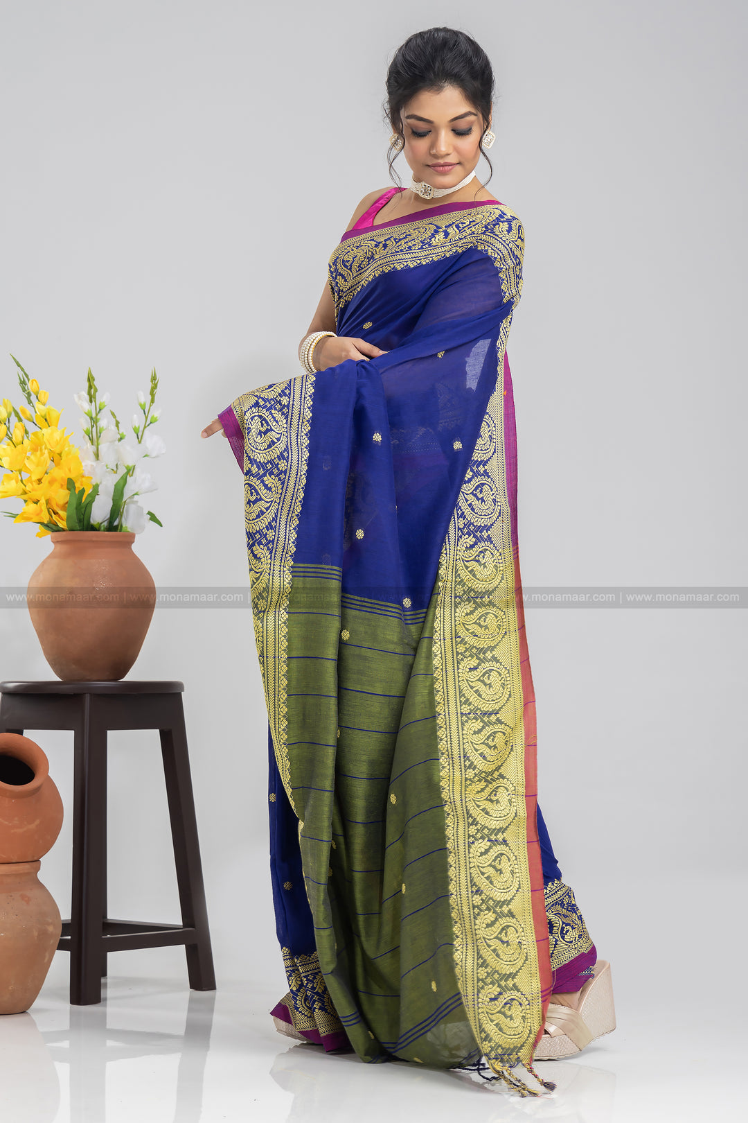 Bengal  khadi Cotton Saree