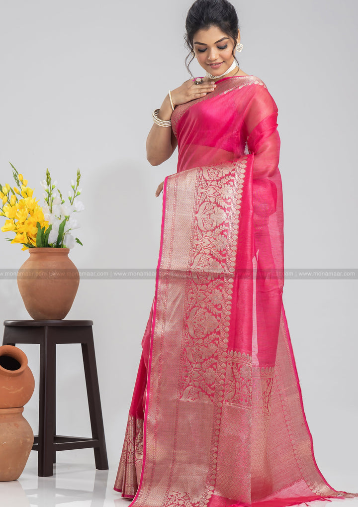 Pure Handwoven Silk Linen Banarasi