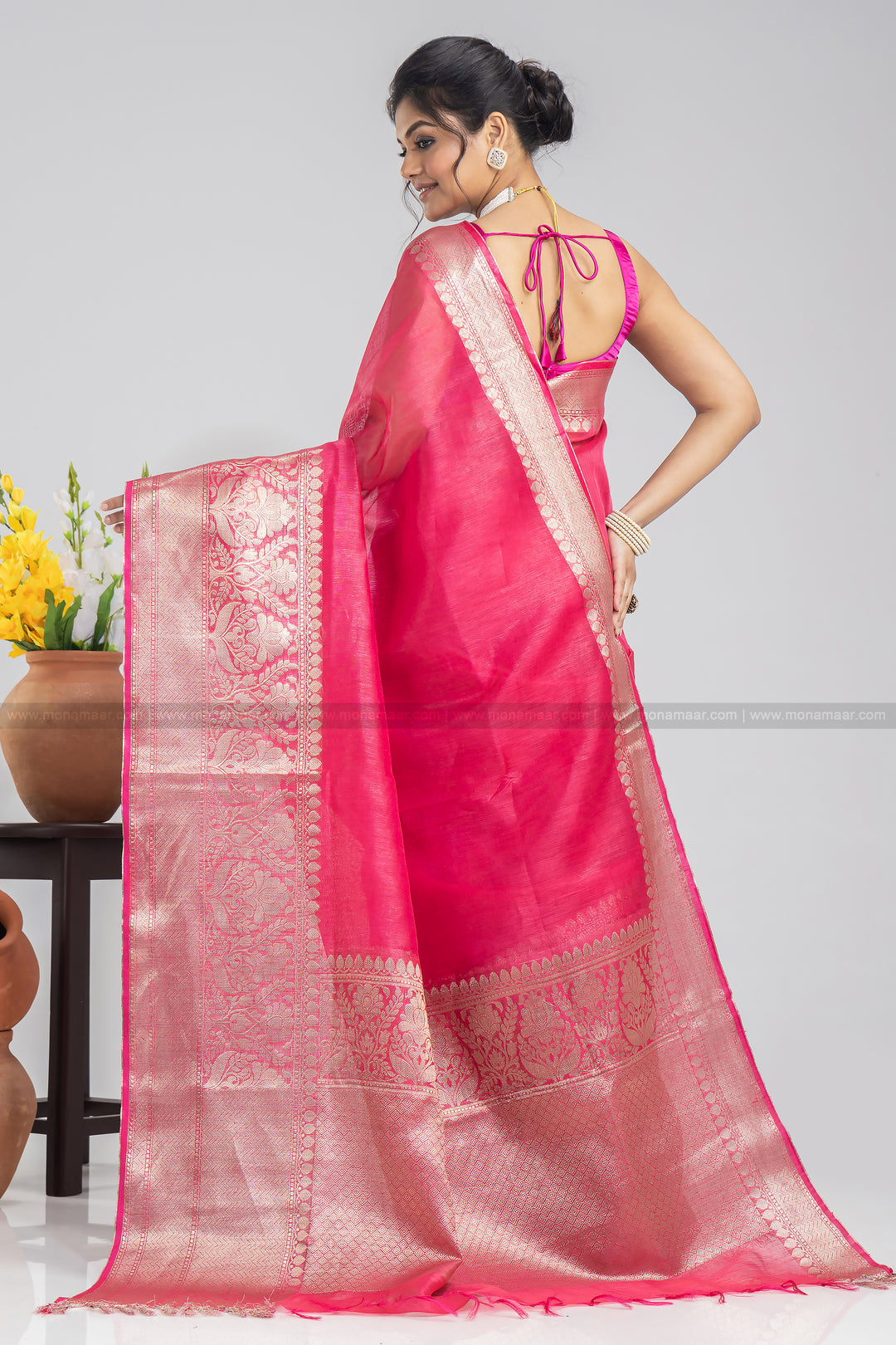 Pure Handwoven Silk Linen Banarasi