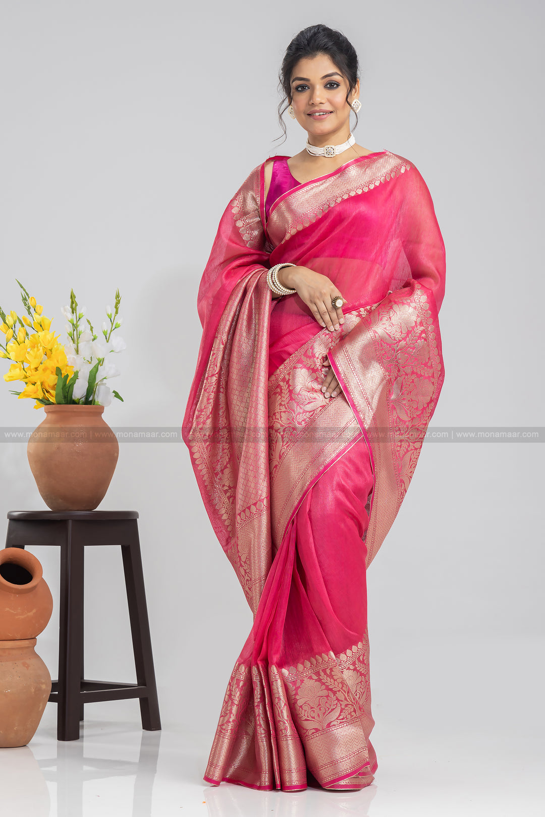 Pure Handwoven Silk Linen Banarasi