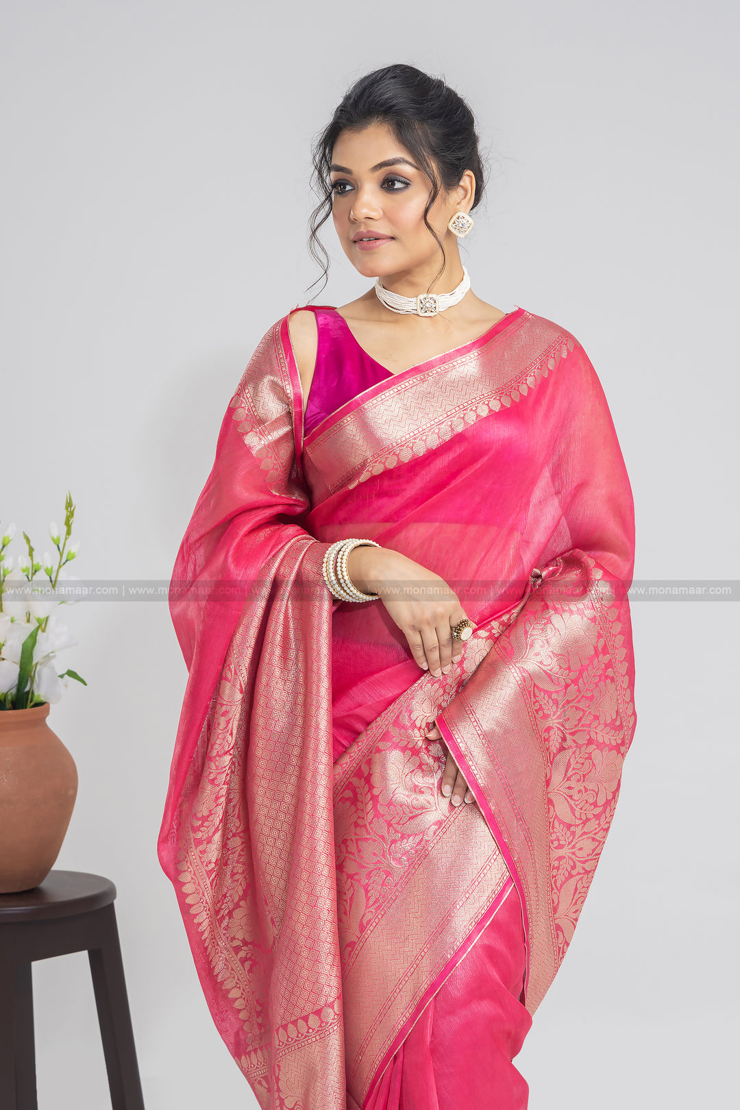 Pure Handwoven Silk Linen Banarasi