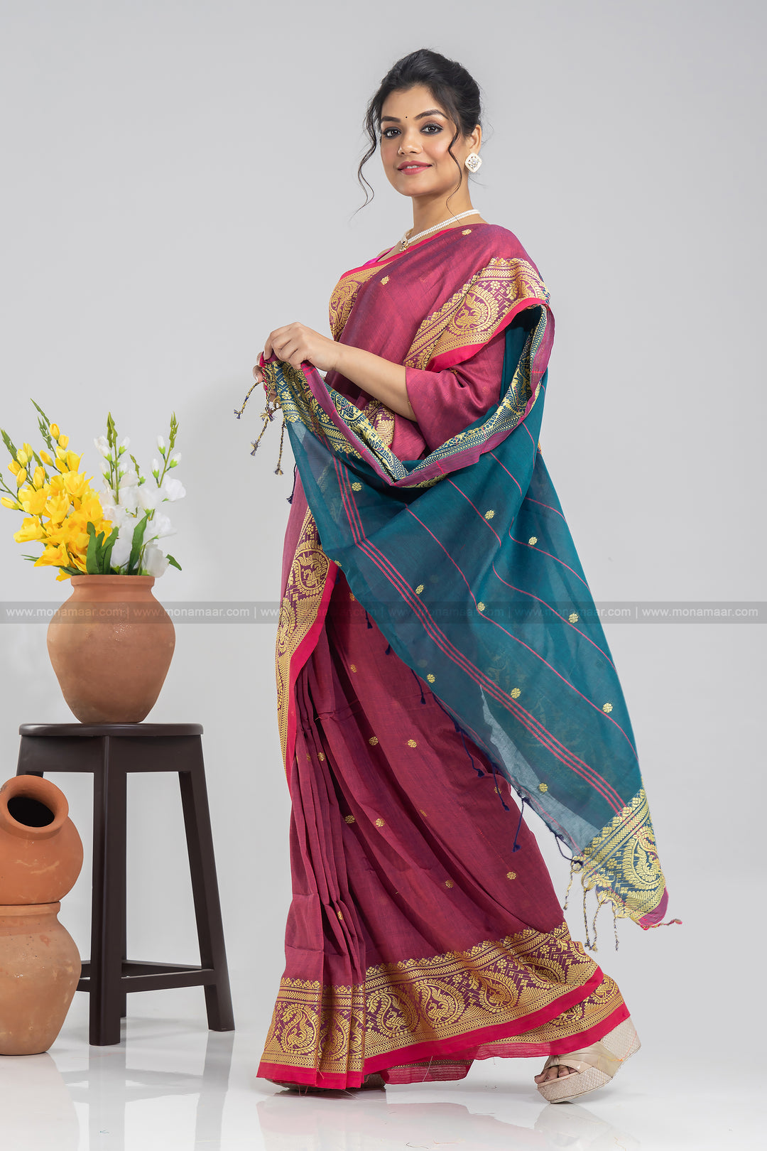 Bengal  khadi Cotton Saree