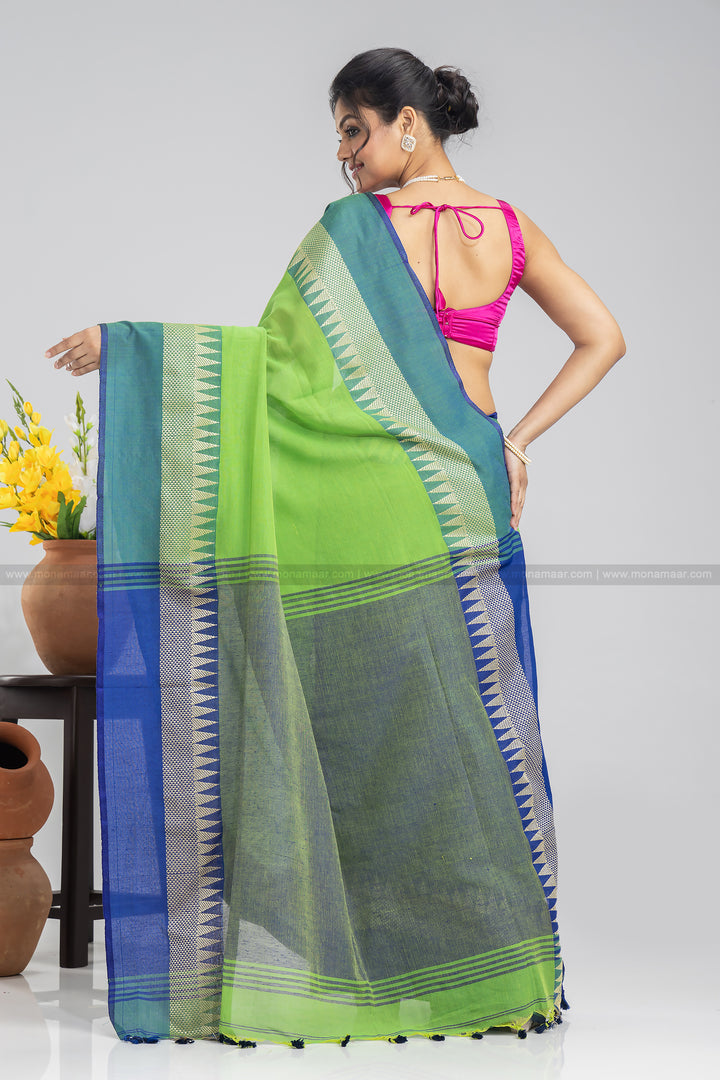 Aura Of Pure Khadi Cotton (Natural Pista Color) Saree