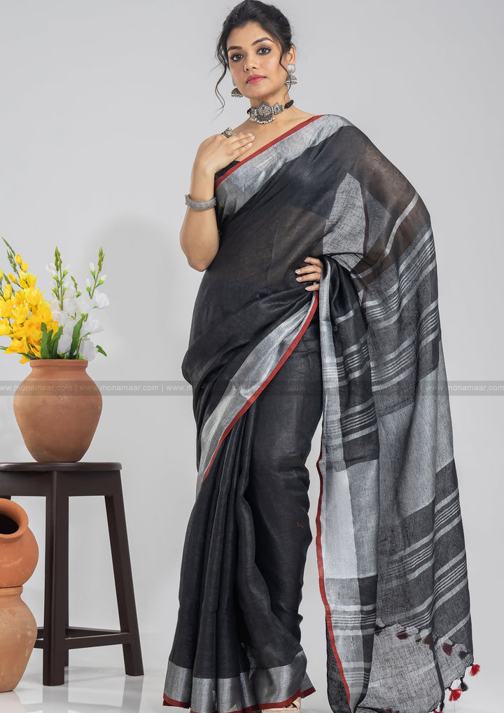 Pure Handwoven Linen Saree