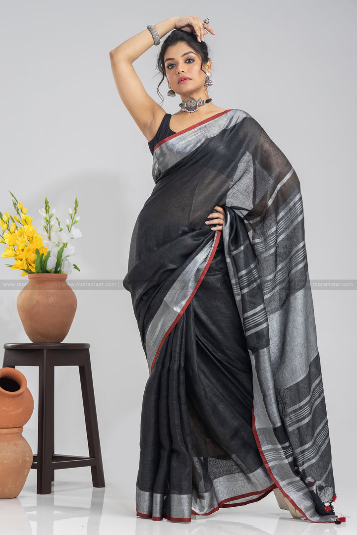 Pure Handwoven Linen Saree