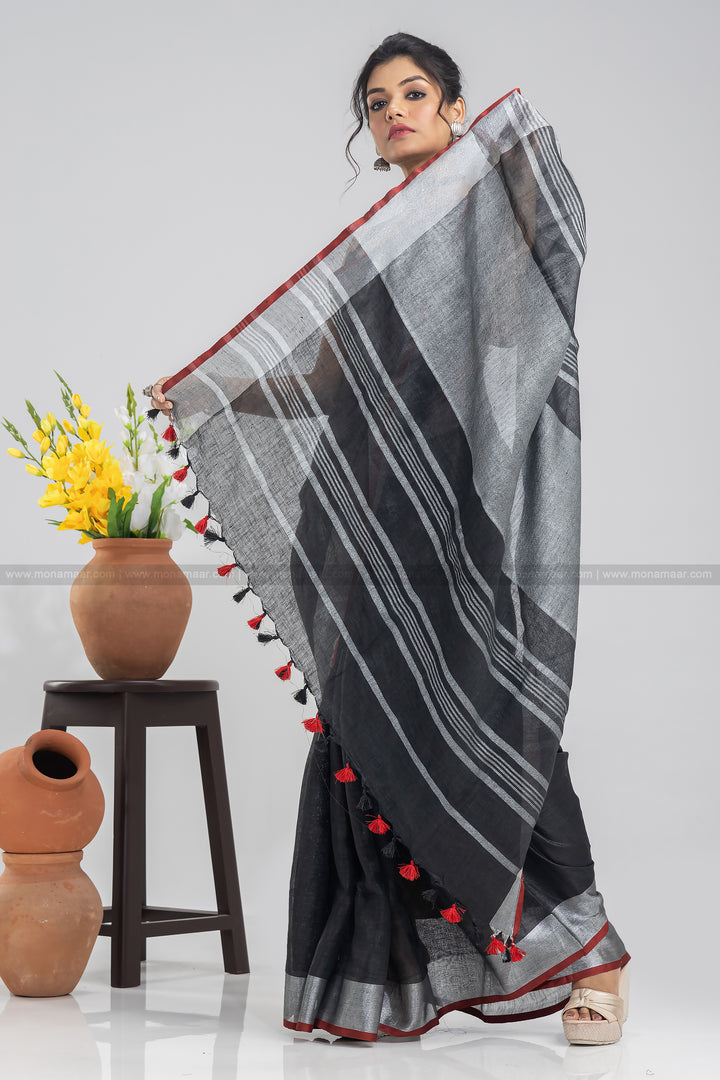 Pure Handwoven Linen Saree