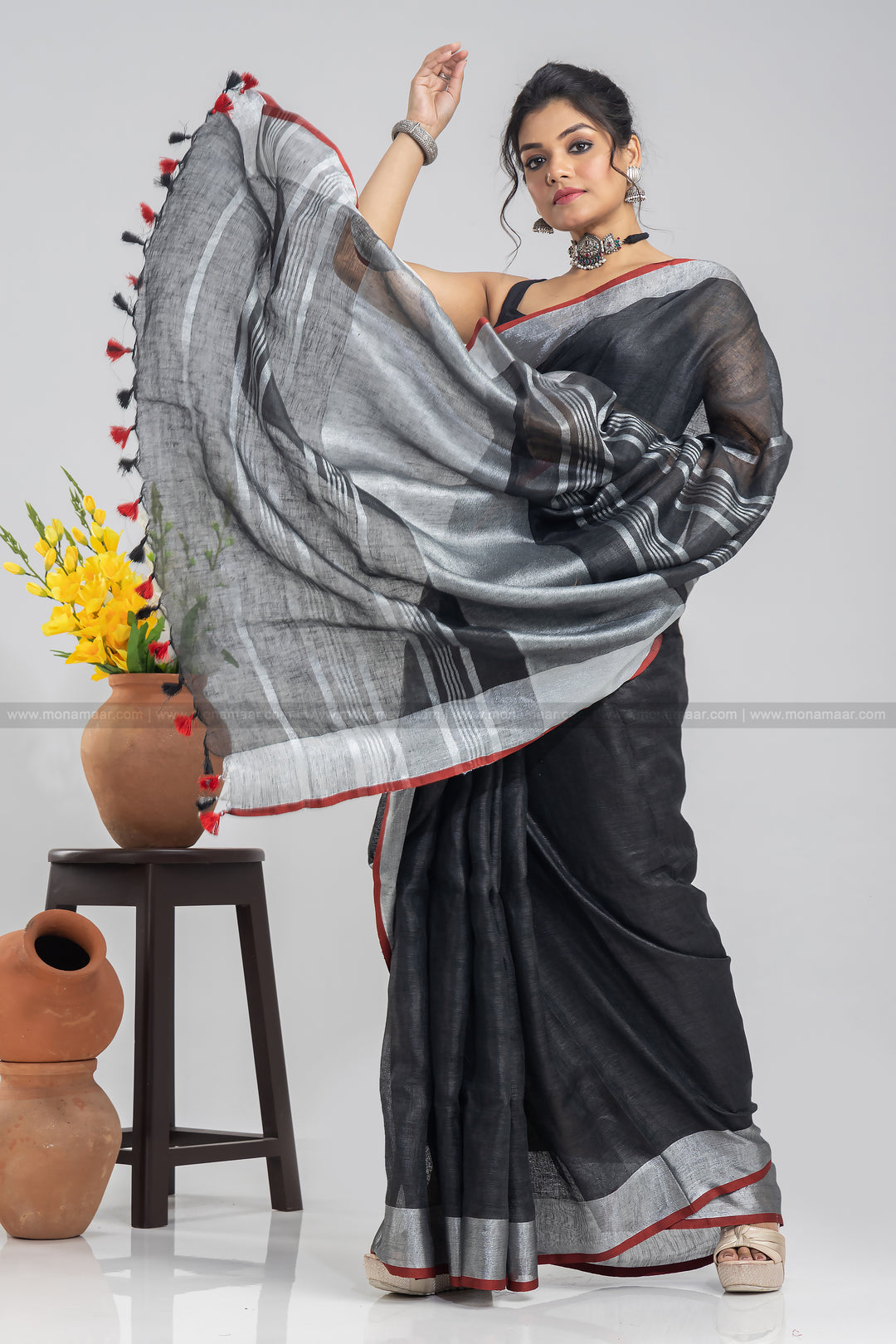 Pure Handwoven Linen Saree