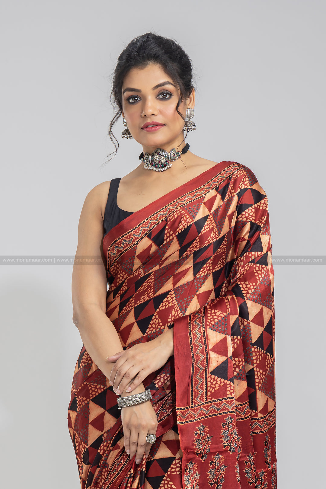 Ajrakh Block Printed Saree