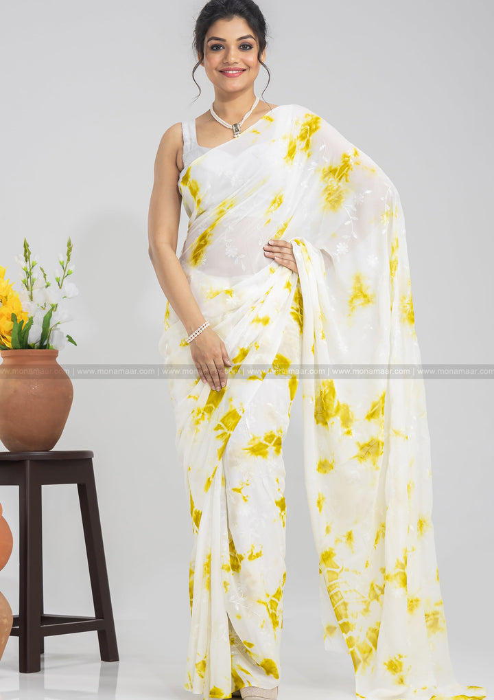 Shibori Chiffon Saree .