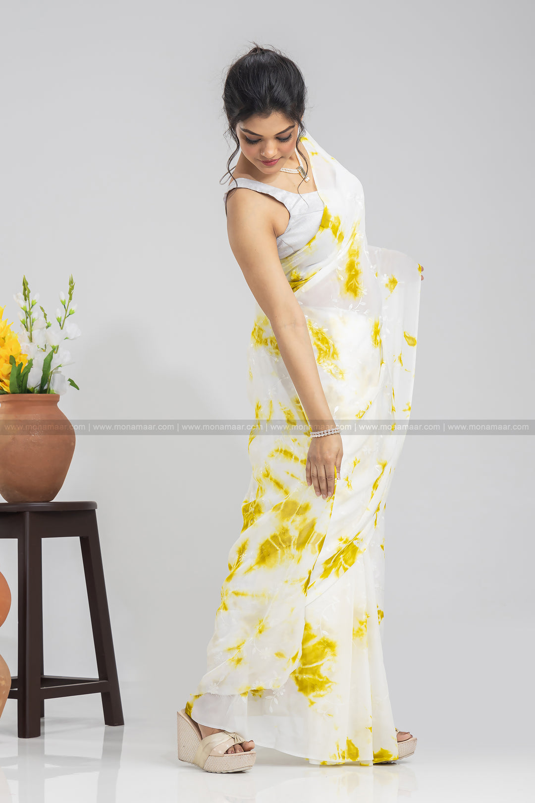 Shibori Chiffon Saree .