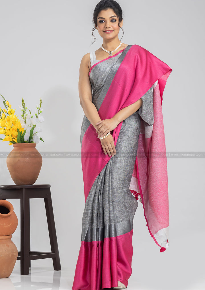 Pure Handwoven Linen Saree