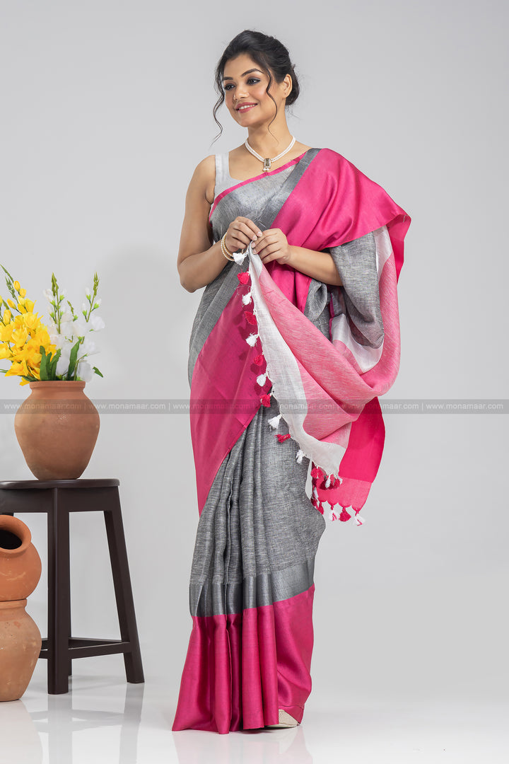 Pure Handwoven Linen Saree