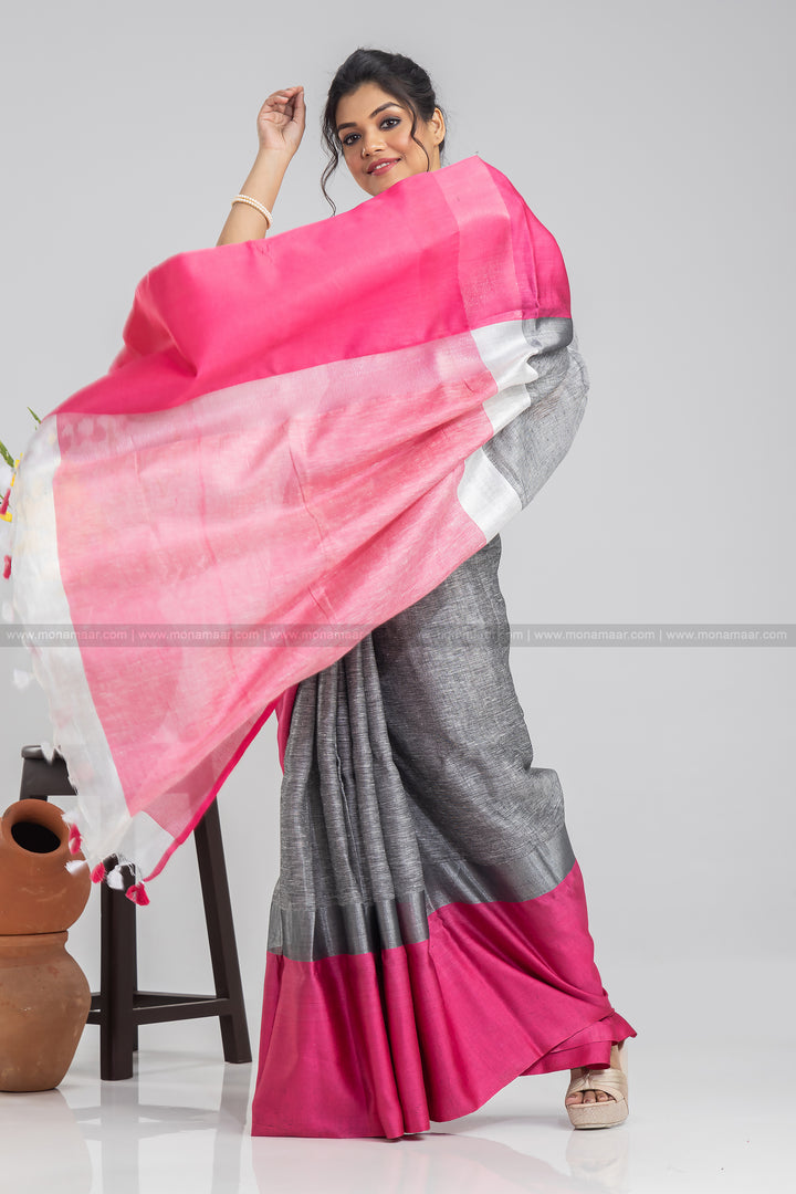 Pure Handwoven Linen Saree