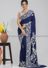 Dark Navy Blue Kashmiri Saree