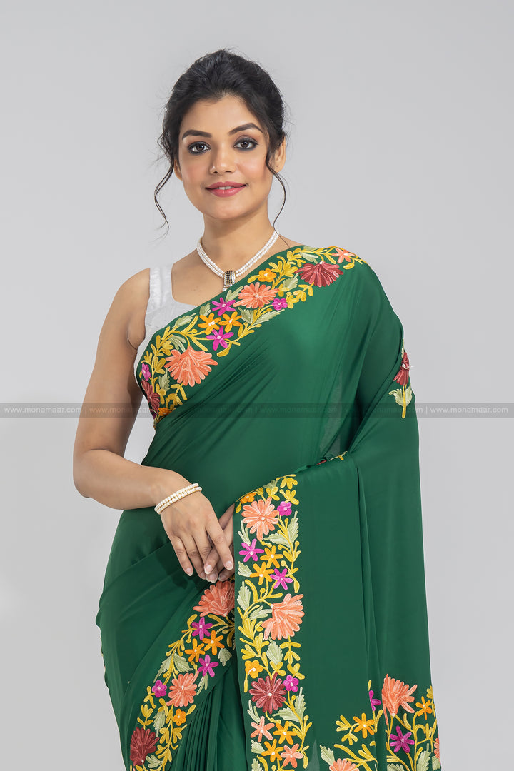 Green Forever Kashmiri Saree