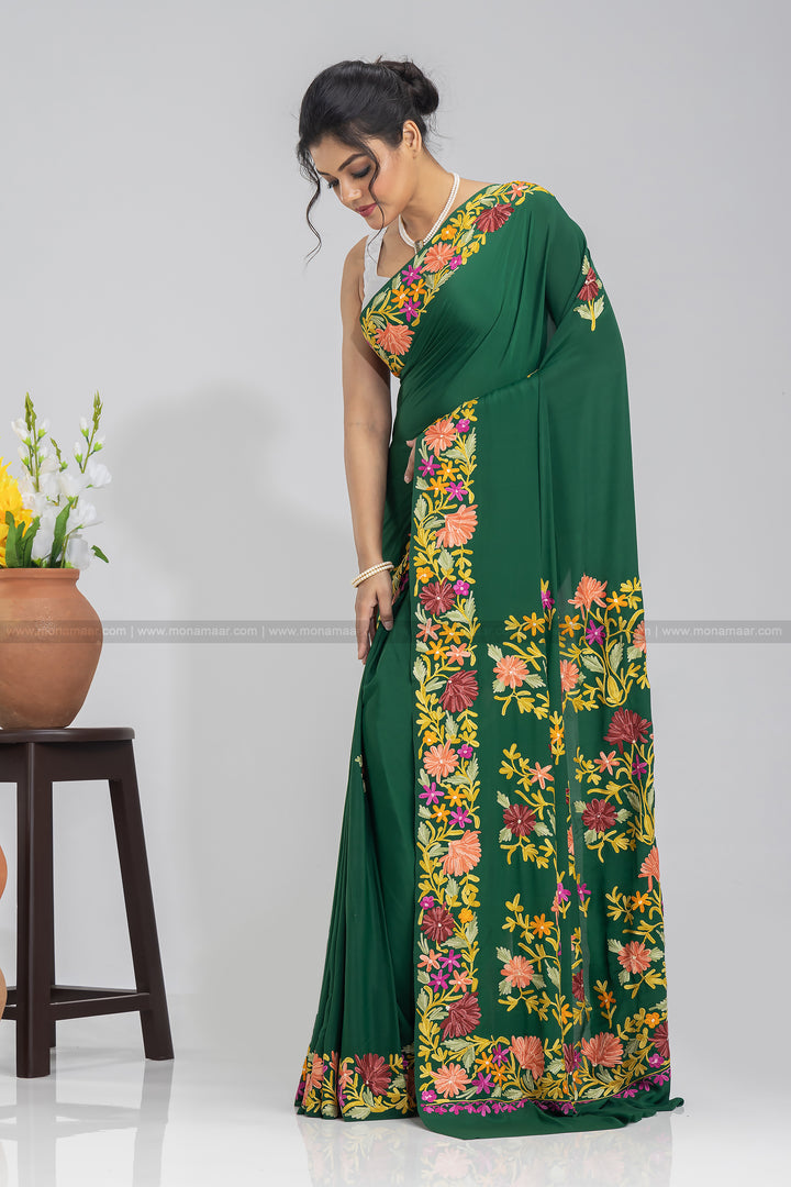 Green Forever Kashmiri Saree