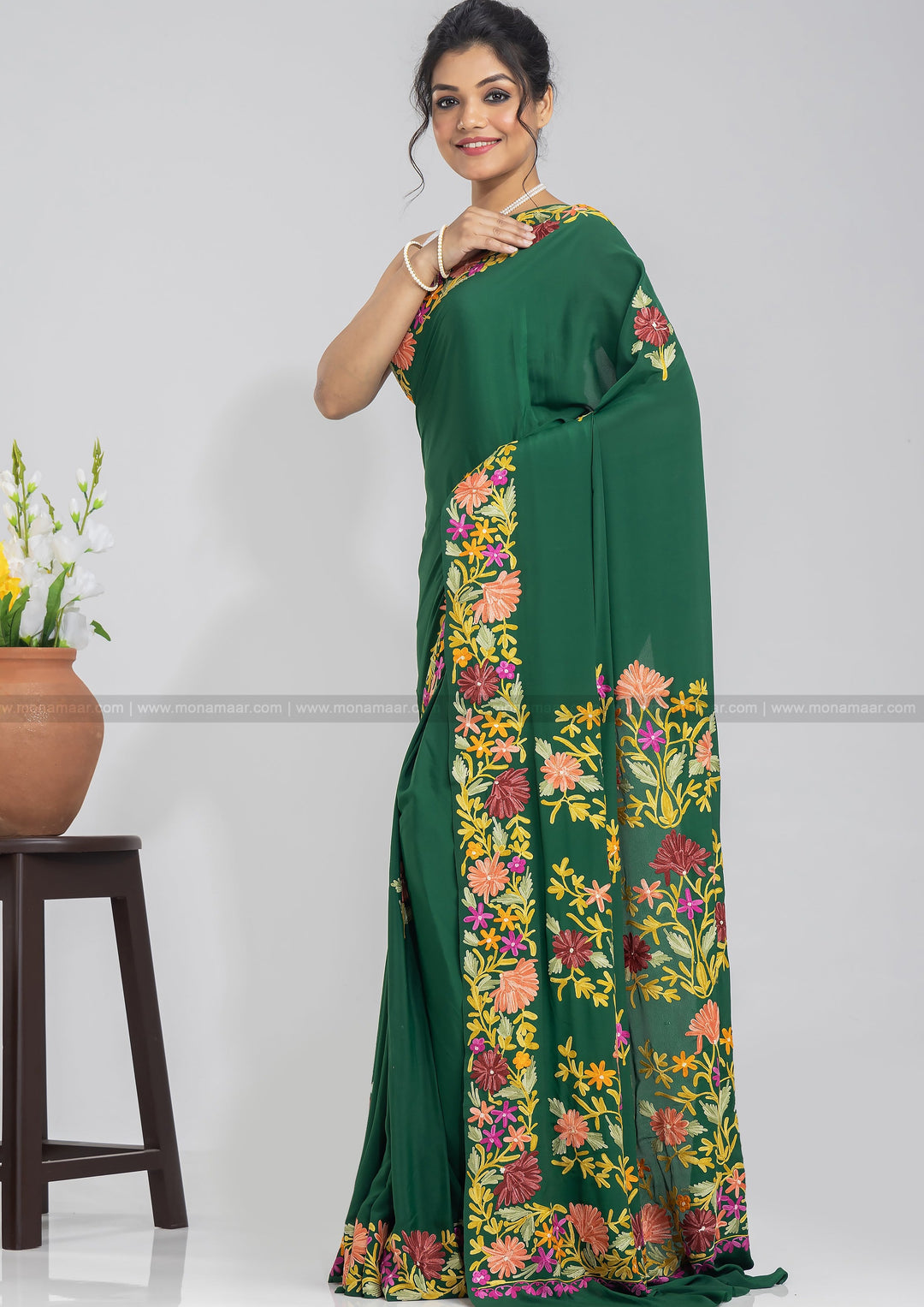 Green Forever Kashmiri Saree