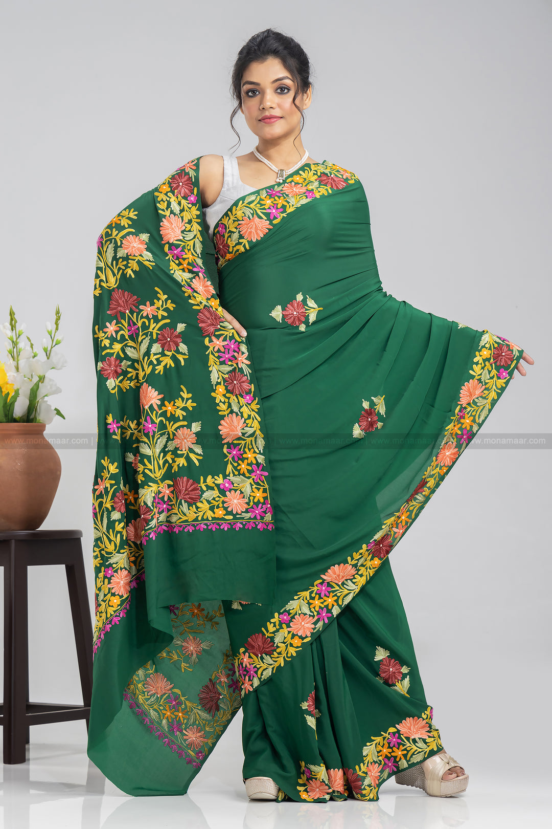 Green Forever Kashmiri Saree