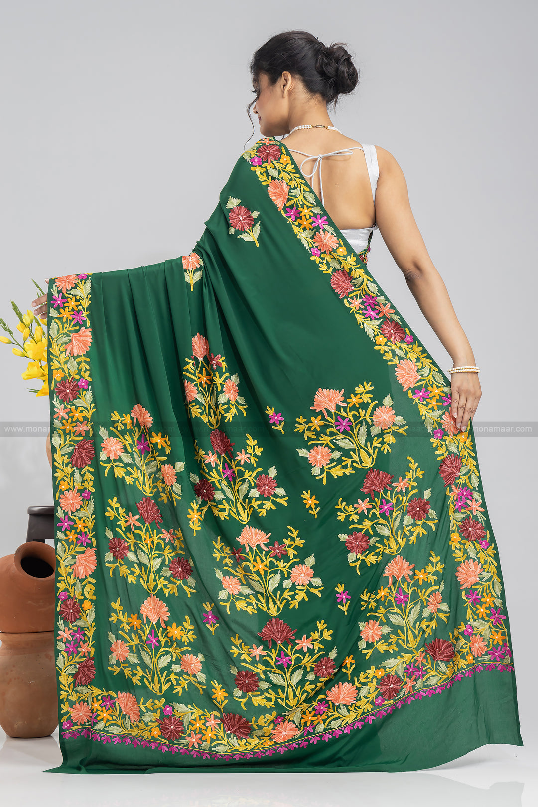 Green Forever Kashmiri Saree