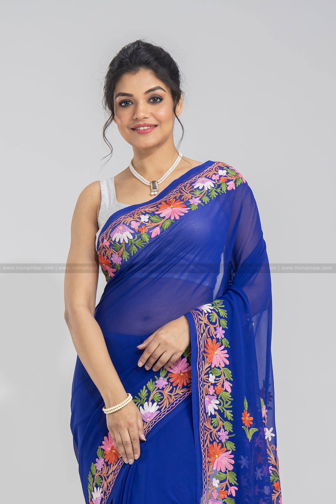 Royal Blue Kashmiri Saree