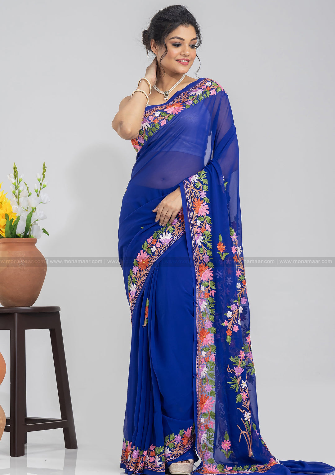 Royal Blue Kashmiri Saree