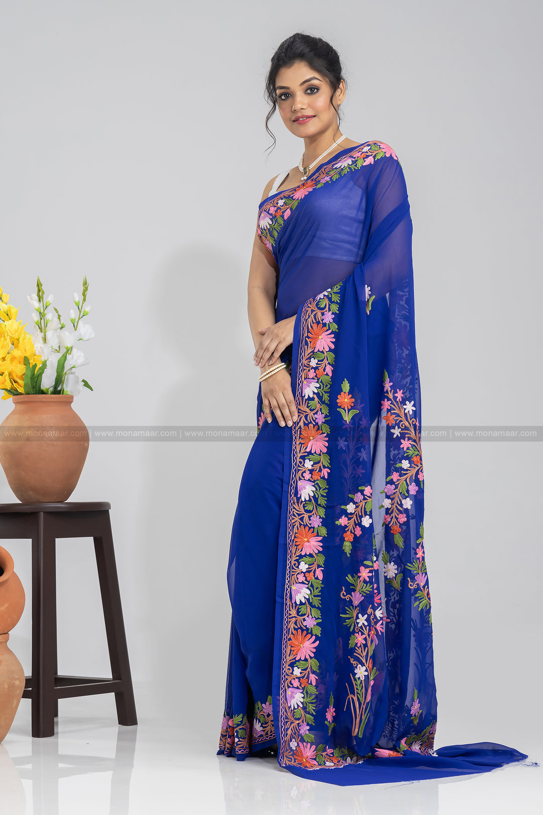 Royal Blue Kashmiri Saree