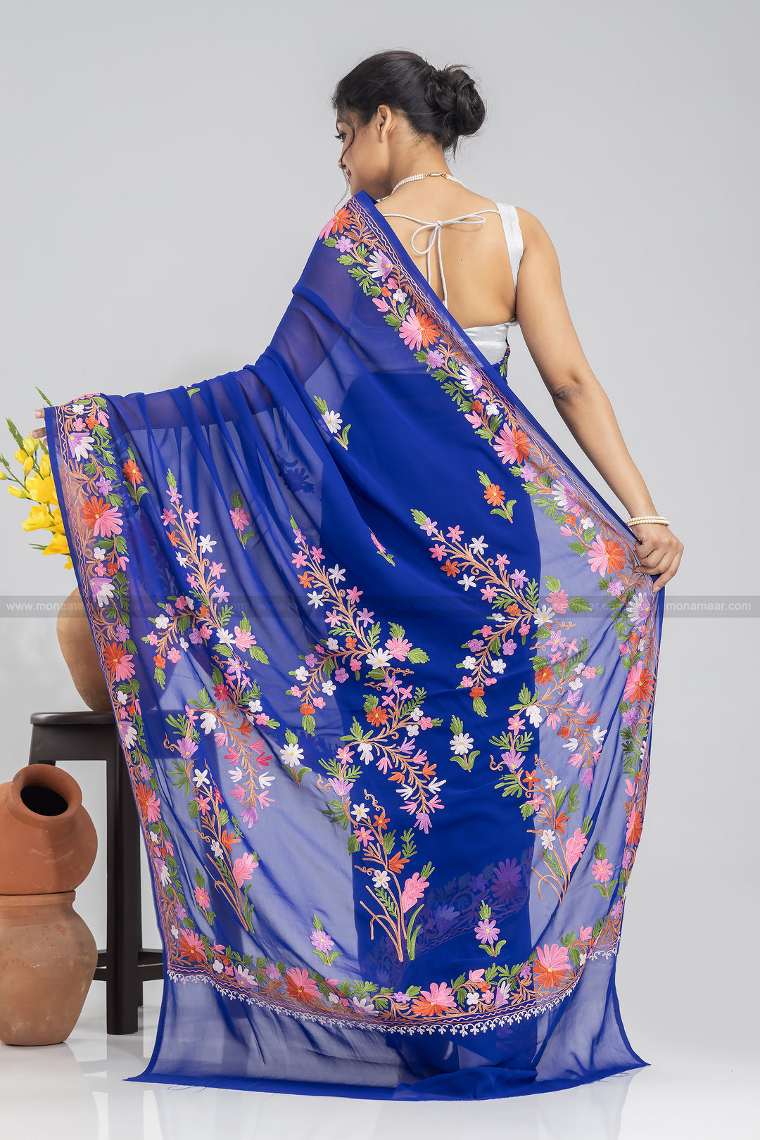 Royal Blue Kashmiri Saree