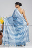 Carolina Blue Pure Handwoven Tissue Linen Saree