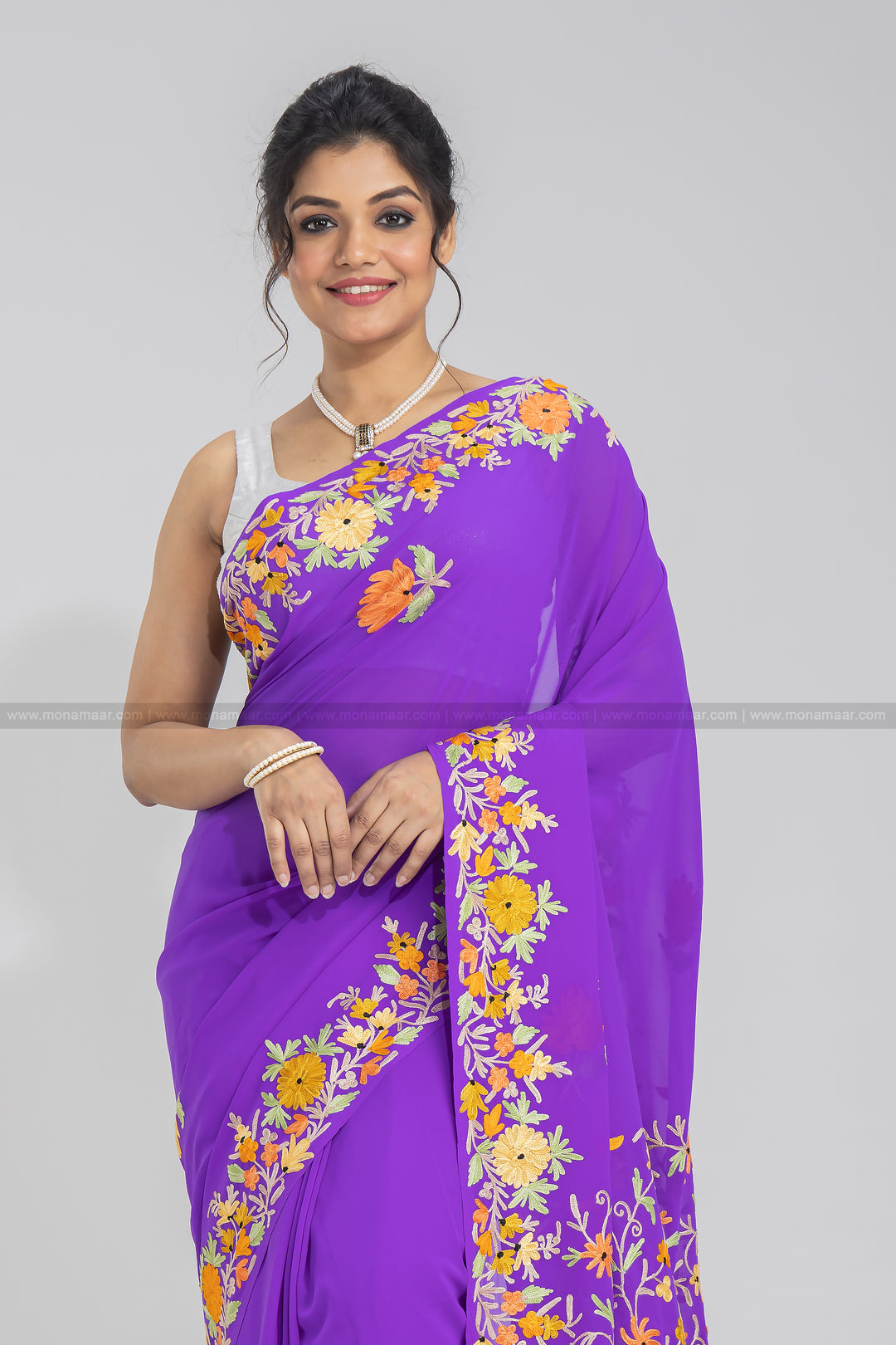 Dark Violet Kashmiri Saree