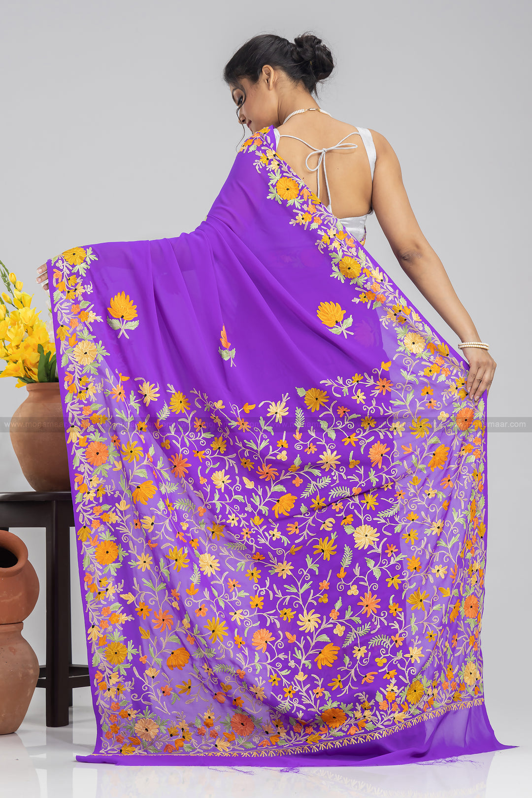 Dark Violet Kashmiri Saree