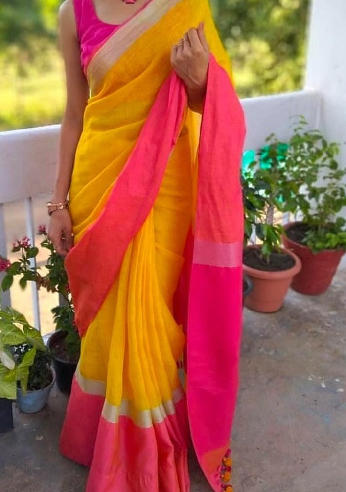 Pure Handwoven Linen Saree