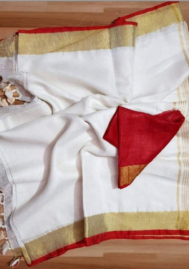 Priyambada Pure Handwoven Linen Saree