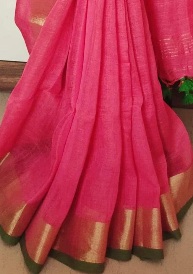 Pure Handwoven Linen Saree