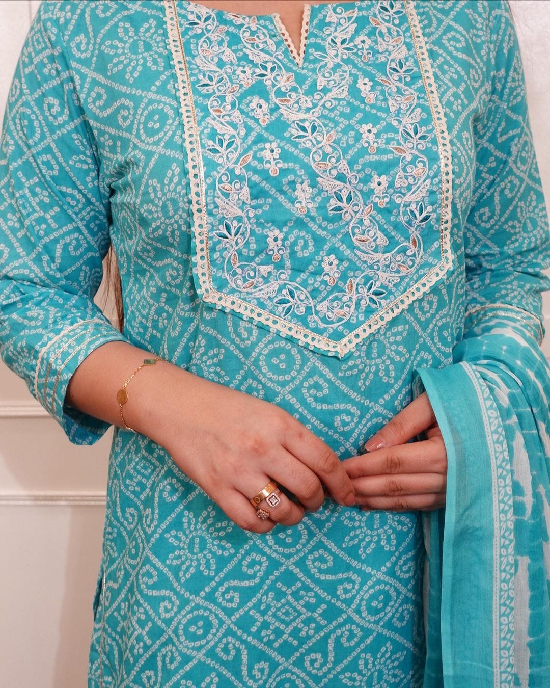 Bandhni Embroidered Suit