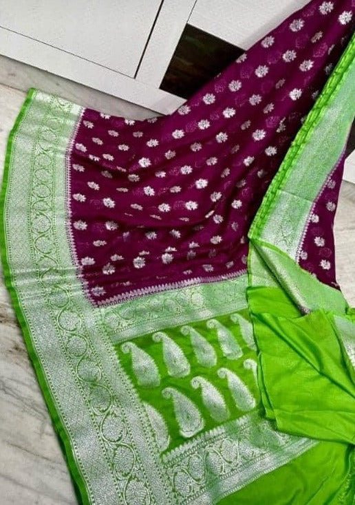 Banarasi Semi Georgette Chiffon Silk Saree