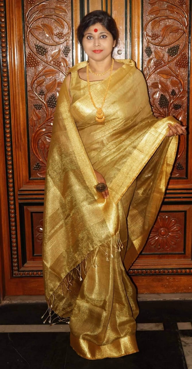 Pure Handwoven Tissue Linen Saree