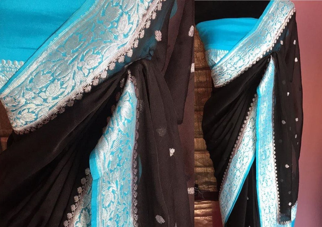 Legacy Of Khaddi Chiffon Handloom Banarasi Saree