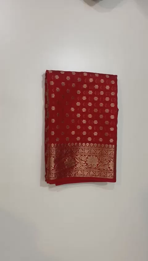 Royal Red Banarasi Semi Georgette Saree