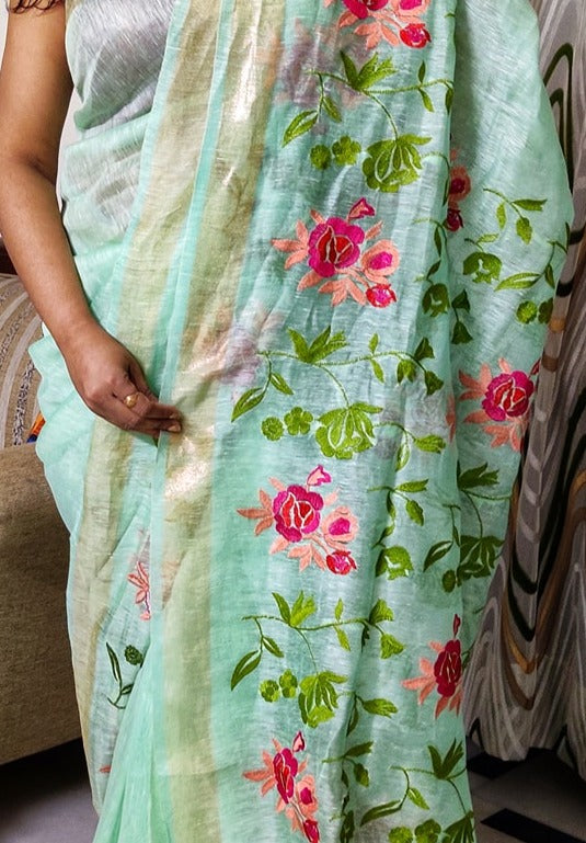 Pure Handwoven Silk Linen Saree