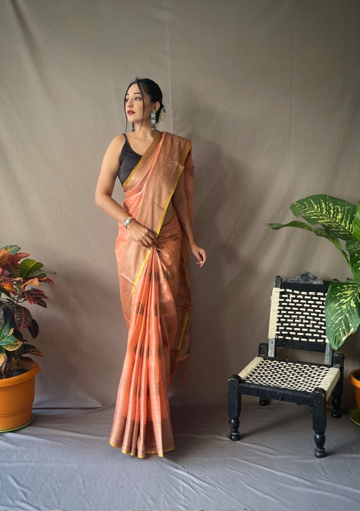 Fancy Designer  Tissue Linen Saree