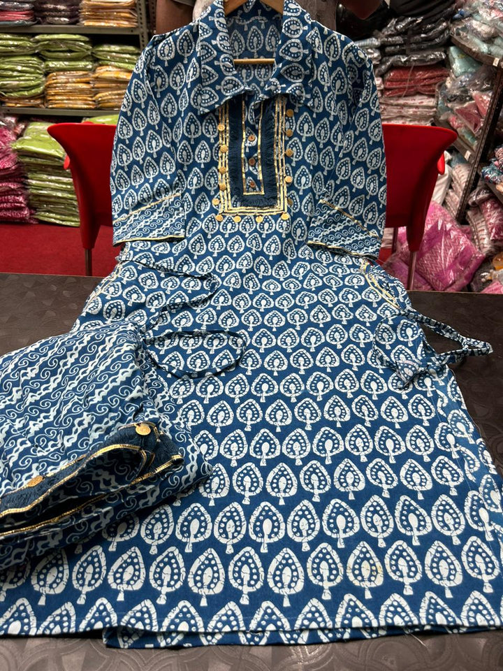 Indigo Gini Kurti Set