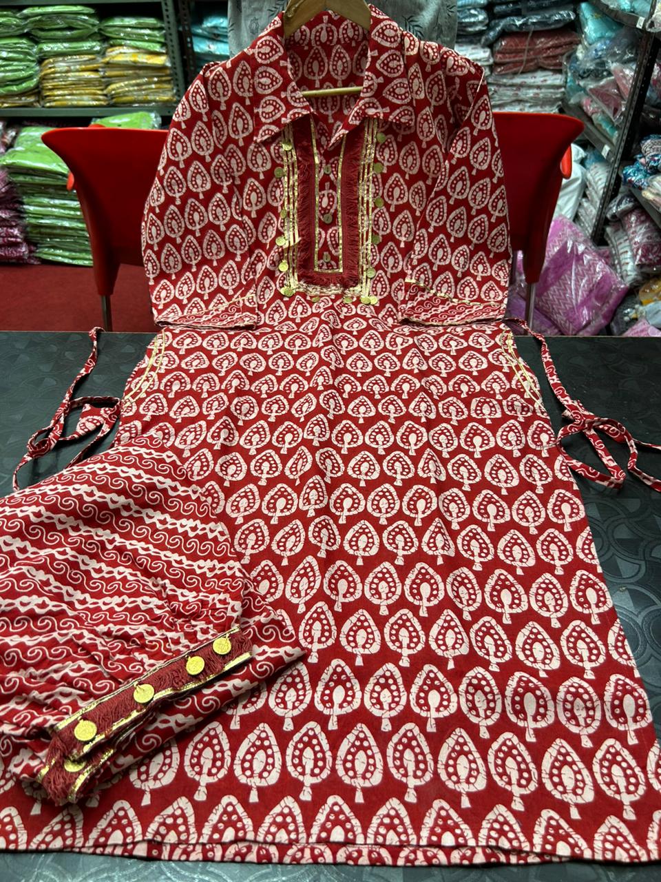 Brick Red Gini Kurti Set