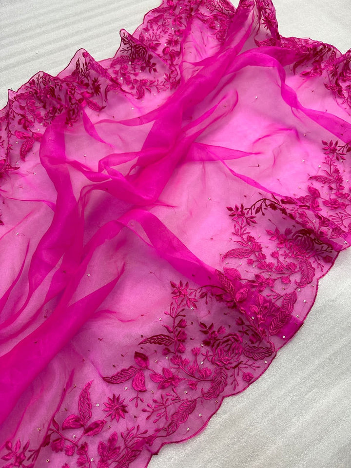 Embroidered Organza Saree