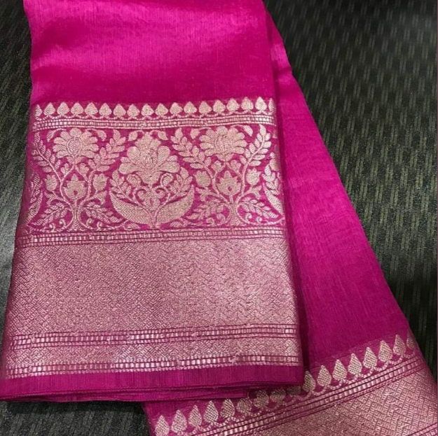 Pure Handwoven Silk Linen Banarasi