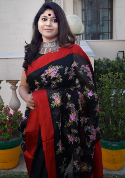 Linen Embroidery Saree