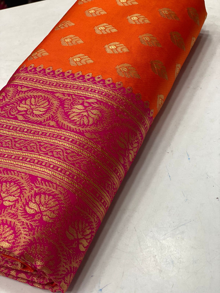 Orange Banarasi Silk Saree