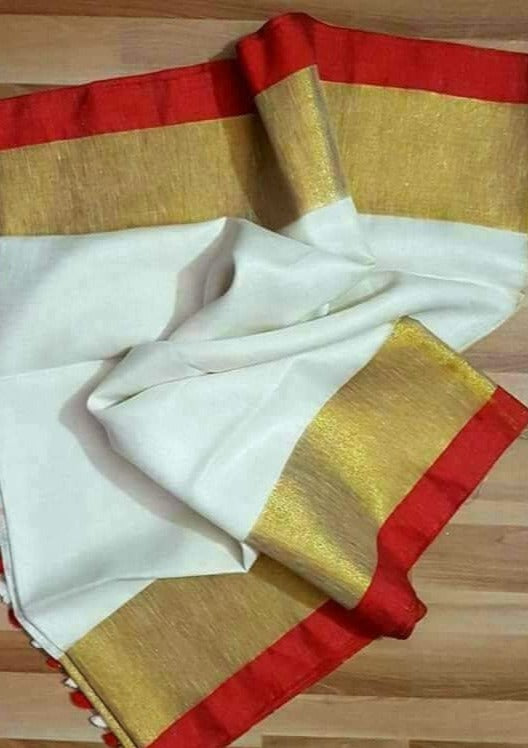 Shonar Rekha – Pure Handwoven Linen Saree