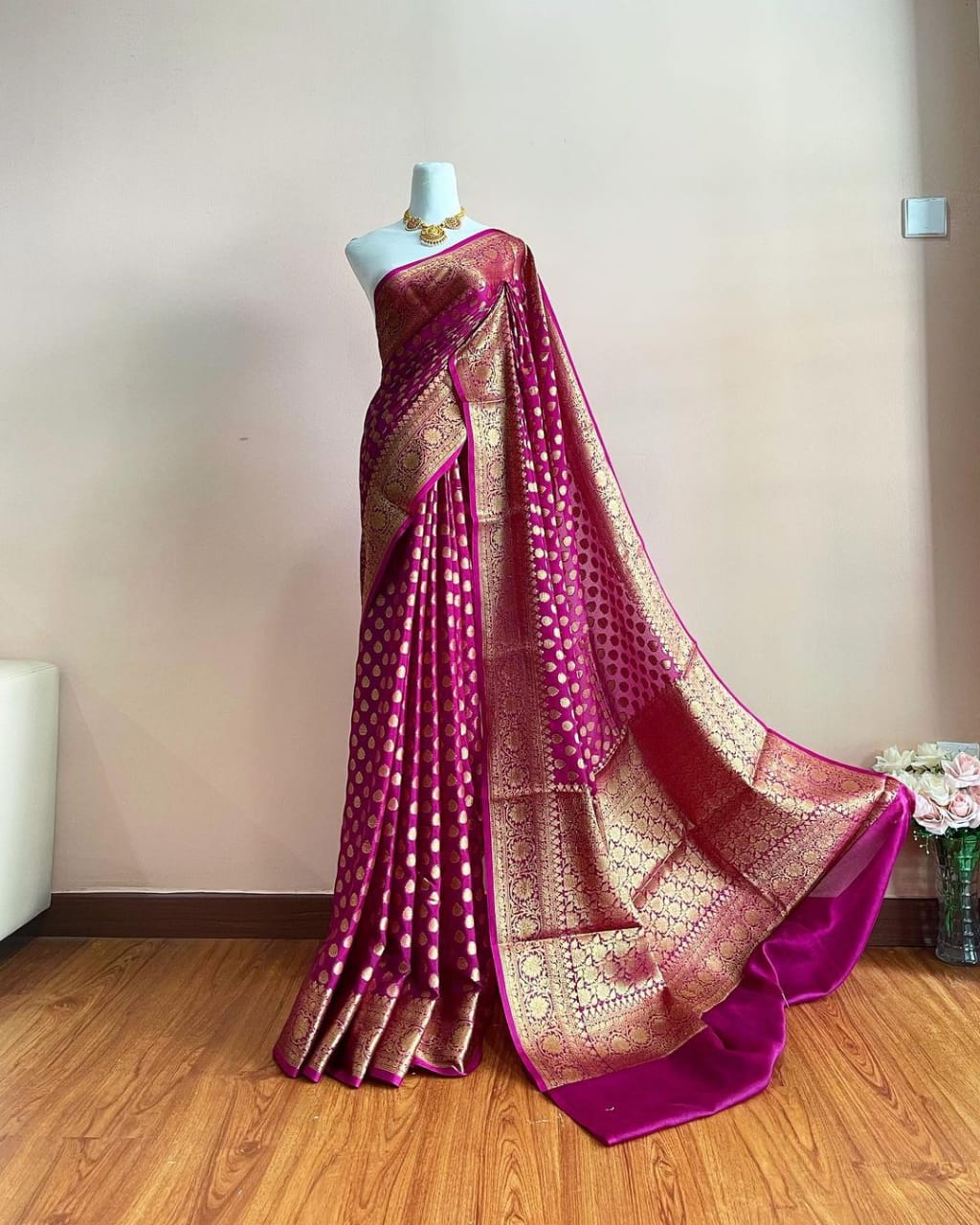 Banarasi Semi Georgette Soft Silk  Saree